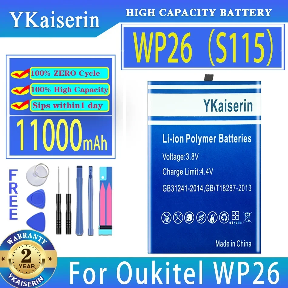 

Сменный аккумулятор ykaisсеребрин 11000 мАч WP26 (S115) для Oukitel WP26 мобильный телефон