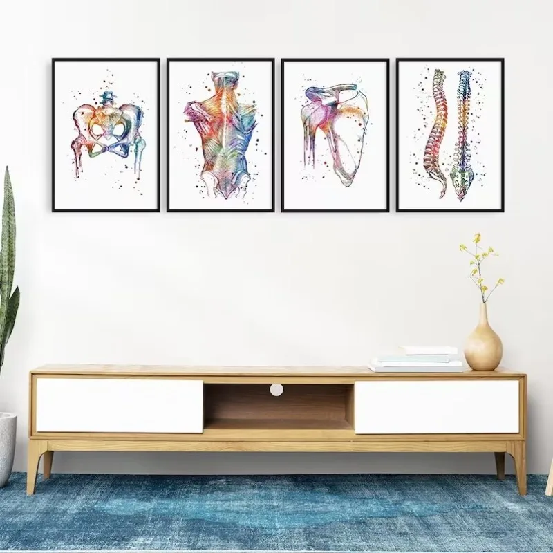 Home Human Anatomy Muscles System Wall Art Canvas Painting Posters and Prints Body Map Wall Pictures Medical Education Decor