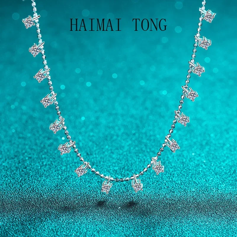 

HAIMATONGPT950 Platinum Necklace Women's Sky Full Star Moissanite Neck Chain Clavicle Chain Manufacturer Spot Wholesale