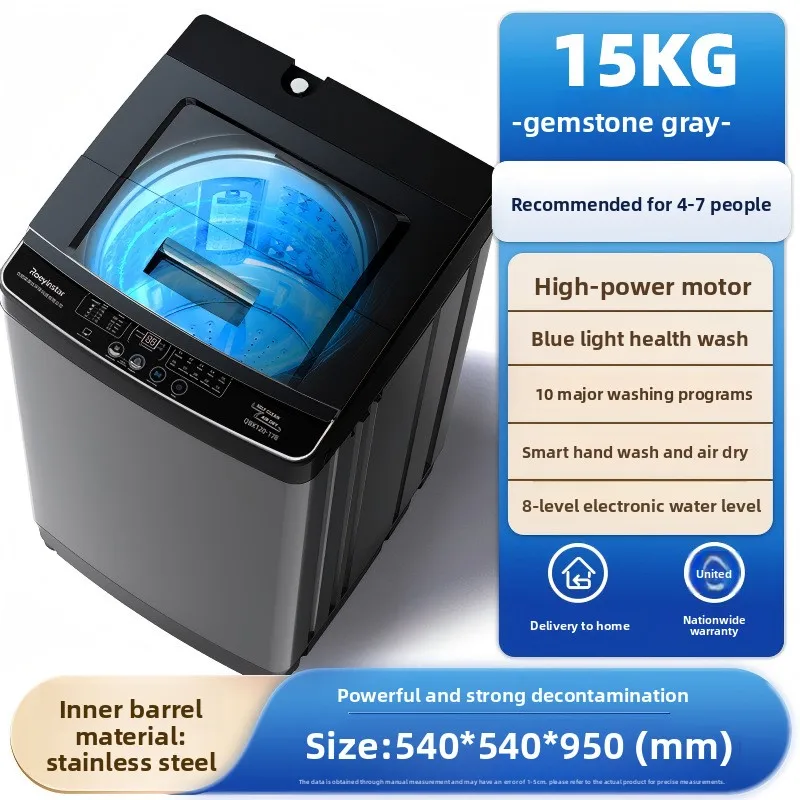 Top Load Washing Machine Automatic Inverter Stainless Steel Tub Smart Control Electric Washer High Capacity