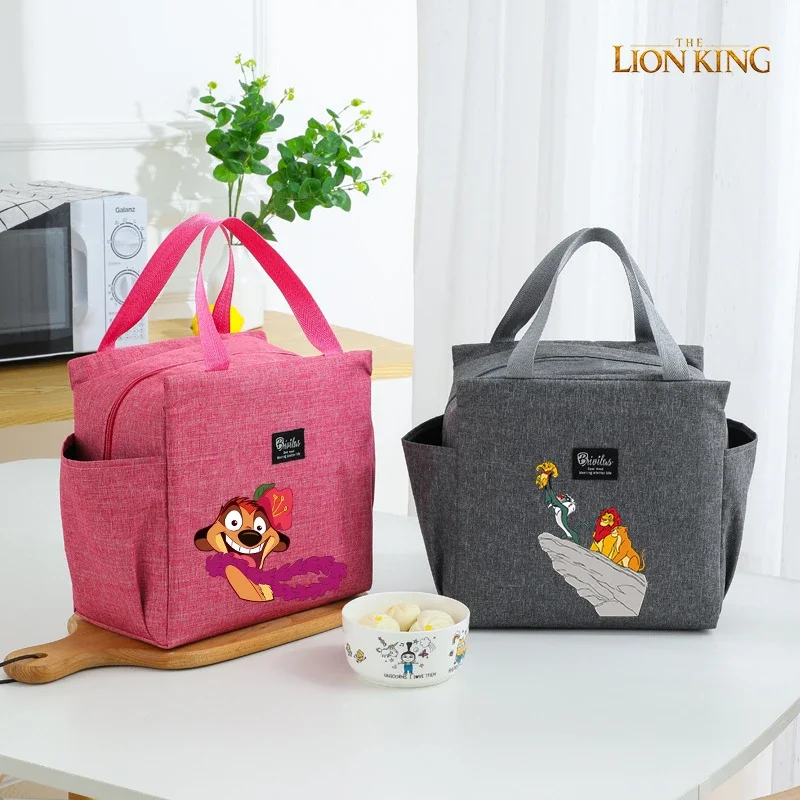 Mufasa Lion King Lunch Bag Disney Anime Character Food Thermal Bags Portable High-capacity Bento Handbag Student Gift Picnic Bag