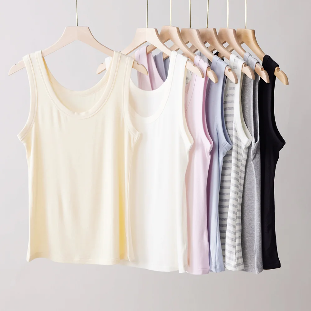 Colete de seda e lã para mulheres, camada interna de seda para primavera/verão, simples, confortável, camiseta slim fit