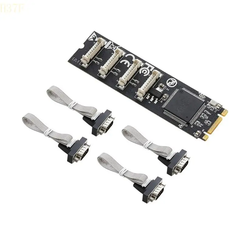 

H37F M.2 M+B Key to 4x RS232 Serial Adapter Card M.2 Expansion Card 4 Port RS232