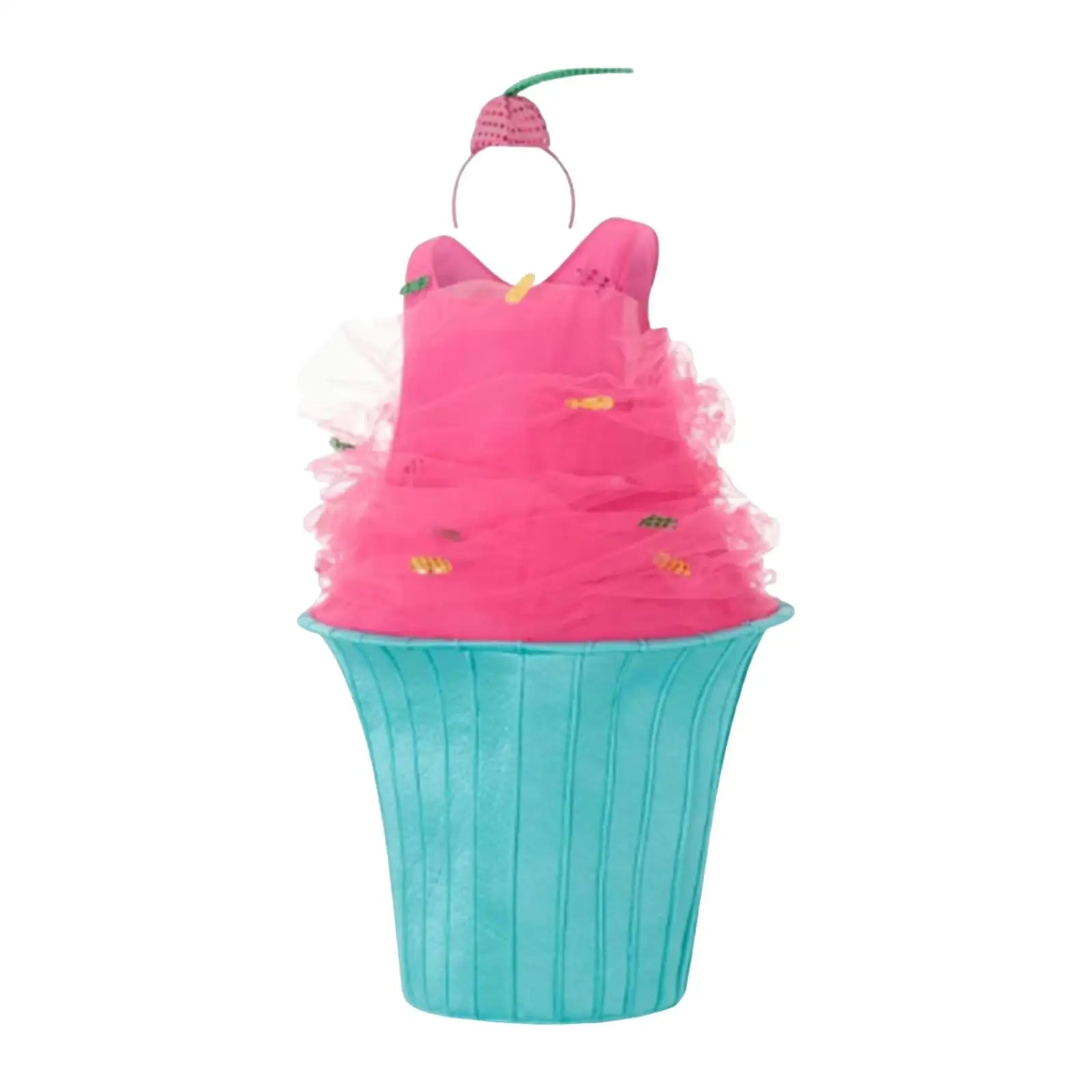 

Костюм-капкейк с шляпкой-аксессуаром для рождественских и праздничных образов, а также для маскарадов