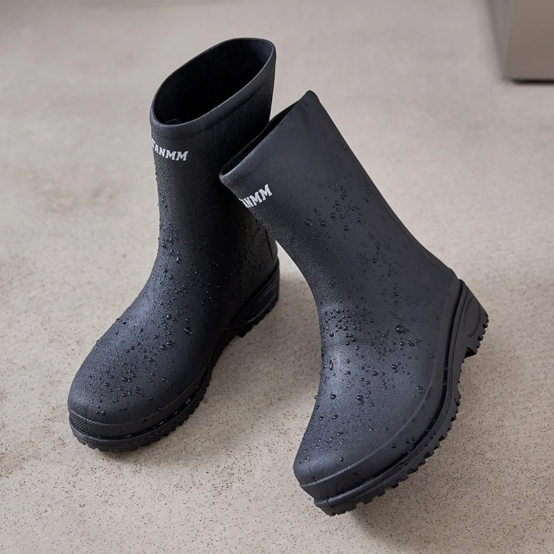 

Trendy Men's Rain Boots Autumn Winter Fce Lined Warm Waterproof Non Slip Work Site Rubber Boots Thi Bot Wear Resistant