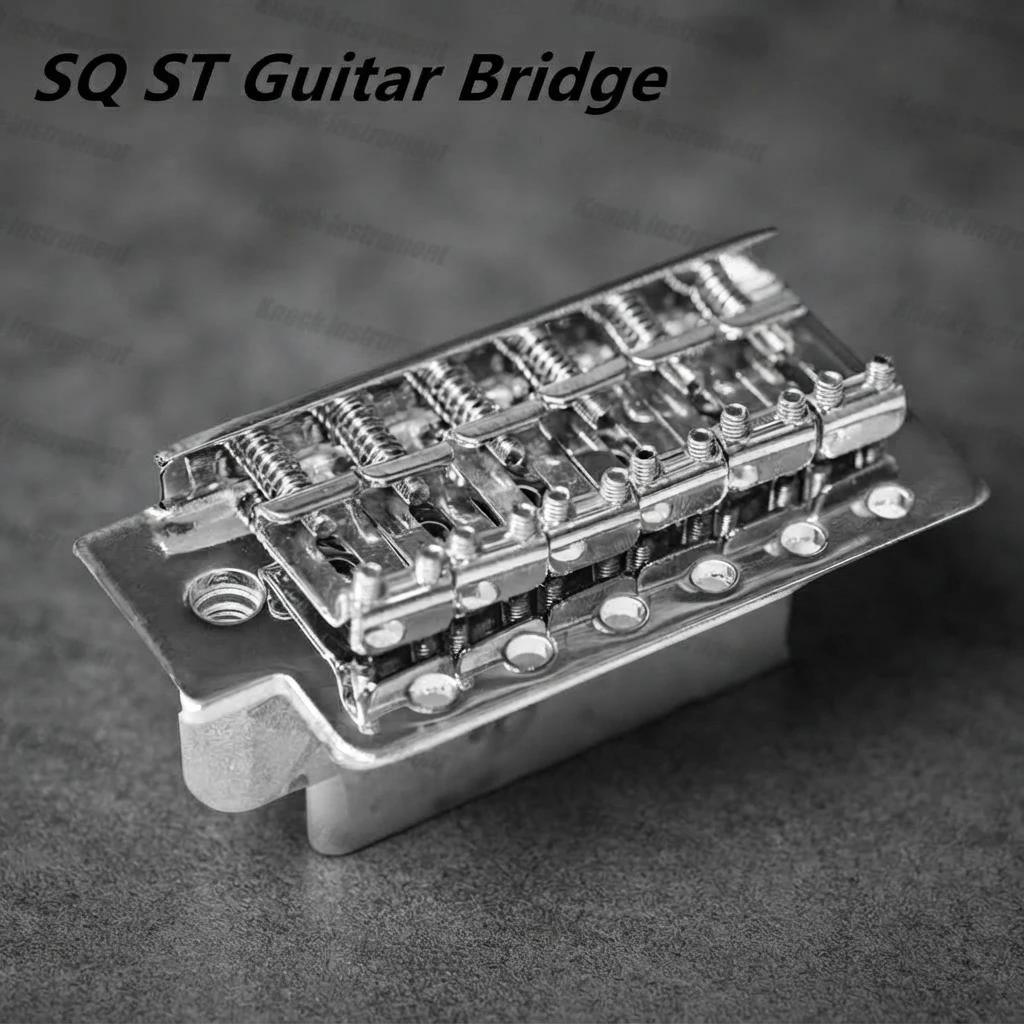 Full Block Chrome Tremolo Bridge, Vintage ST Style, 6 String, Whammy Bar, Springs, Mounting Hardware for Electric Guitars