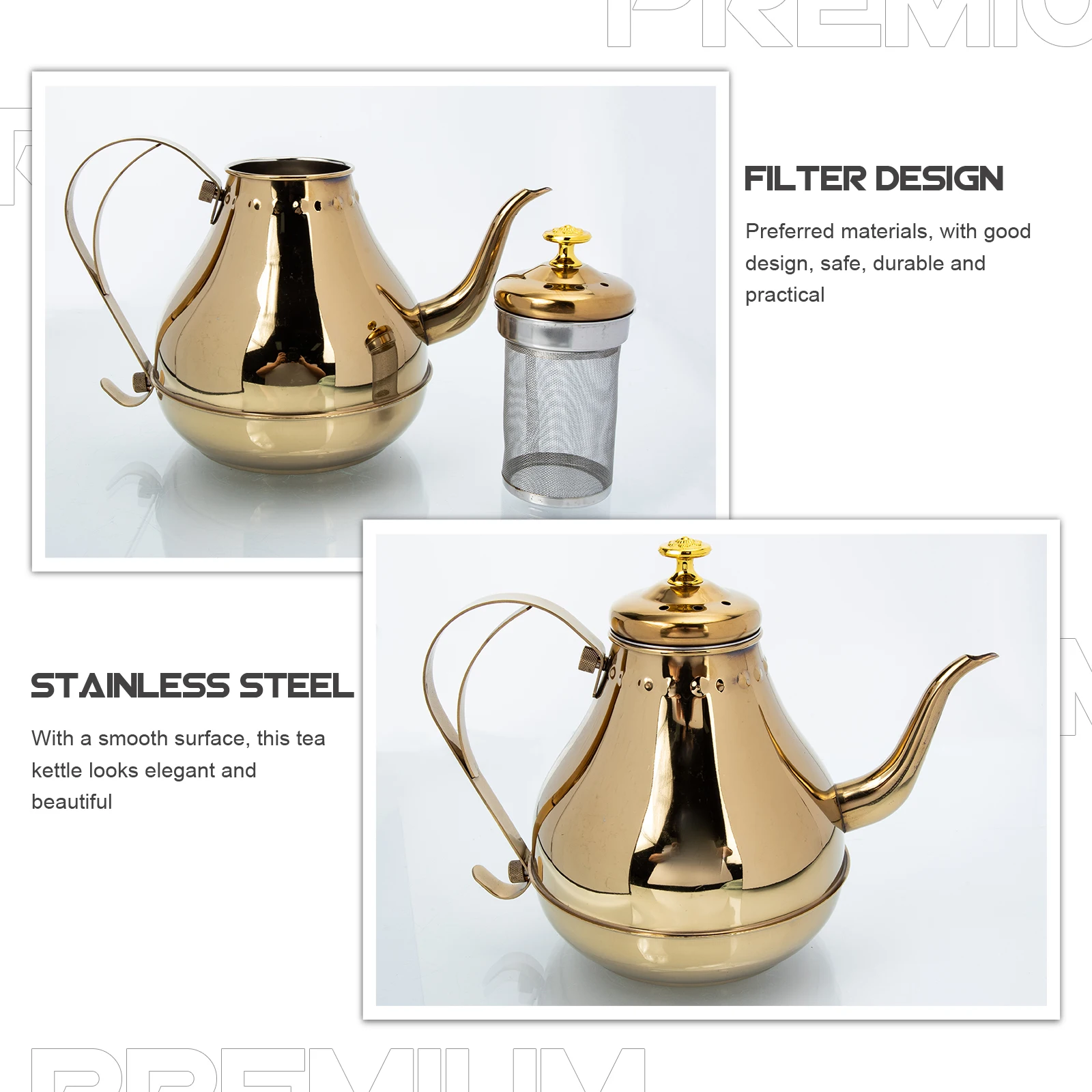 

Large Capacity Kettle Stainless Steel Ergonomic H Home Teapot Lightweight Kitchen Water Pot Portable