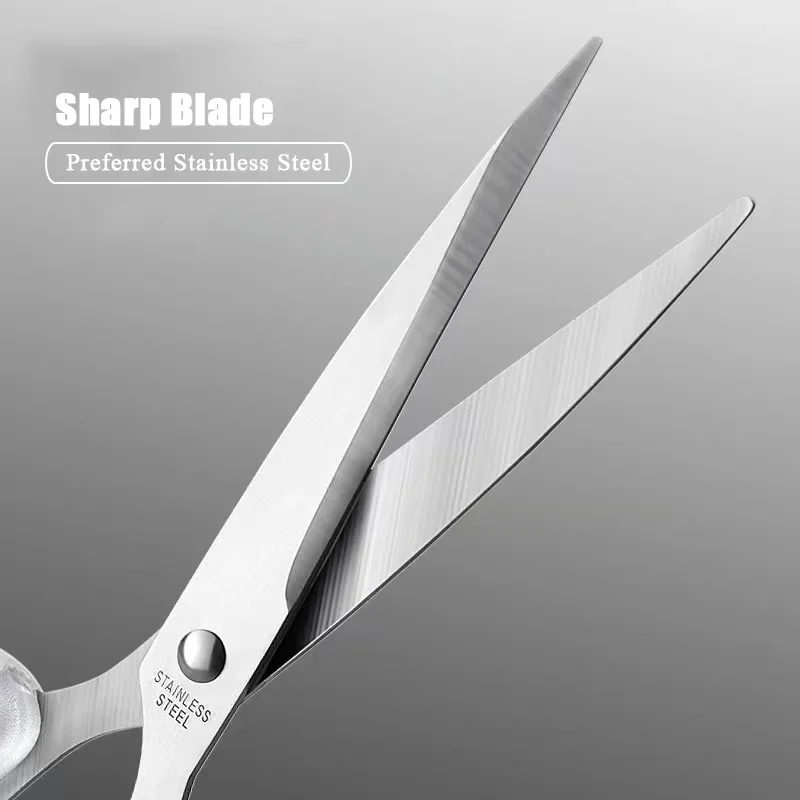 1PCS Transparent Stainless Steel Household Scissors Office Paper Cuttings Powerful Portable Student Safety Multi-function