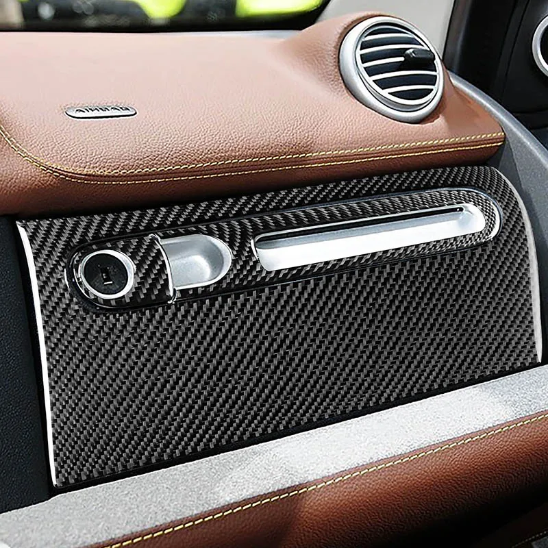 Carbon Fiber Glove Box Cover Handle Decoration Patch Car Stickers For Mercedes Smart 451 Fortwo Brabus451 Inteior Accessories