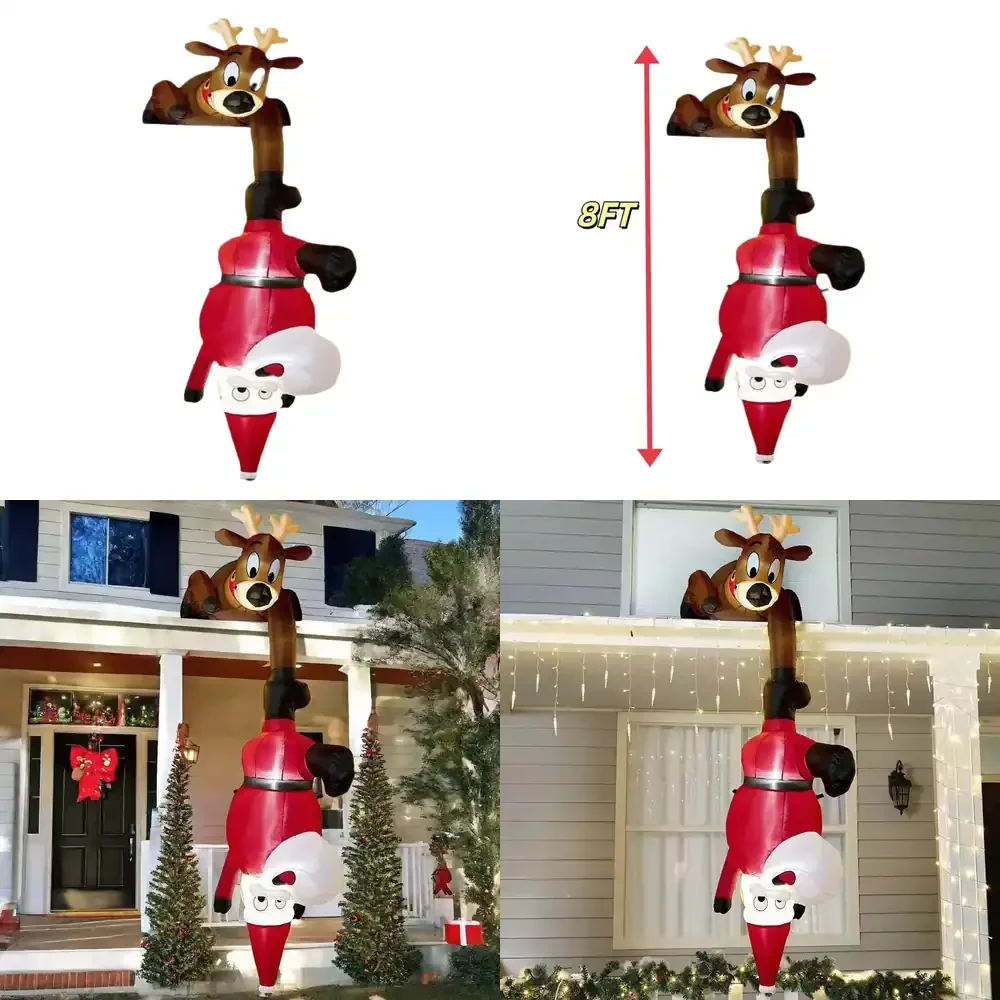 

Inflatable LED Light-Up Reindeer Pulling Santa Claus Air Model Outdoor Christmas Decorations Cross-Border Design
