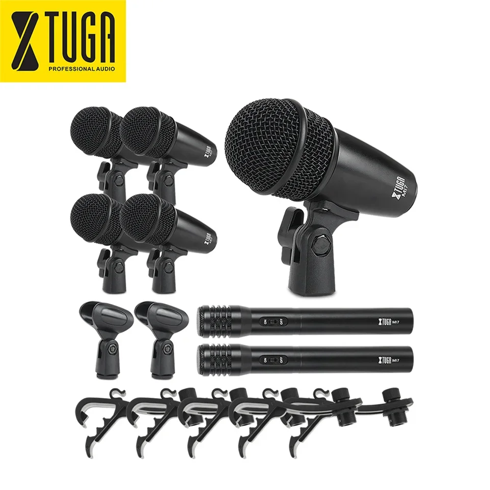 xtuga electronic musical adjustable mic set instruments drum microphone set