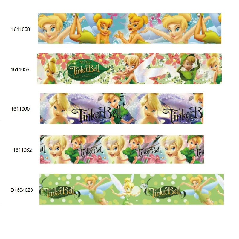 22MM 5Yards Disney Princess TinkerBell Character Grosgrain Ribbon Printed for DIY Bows