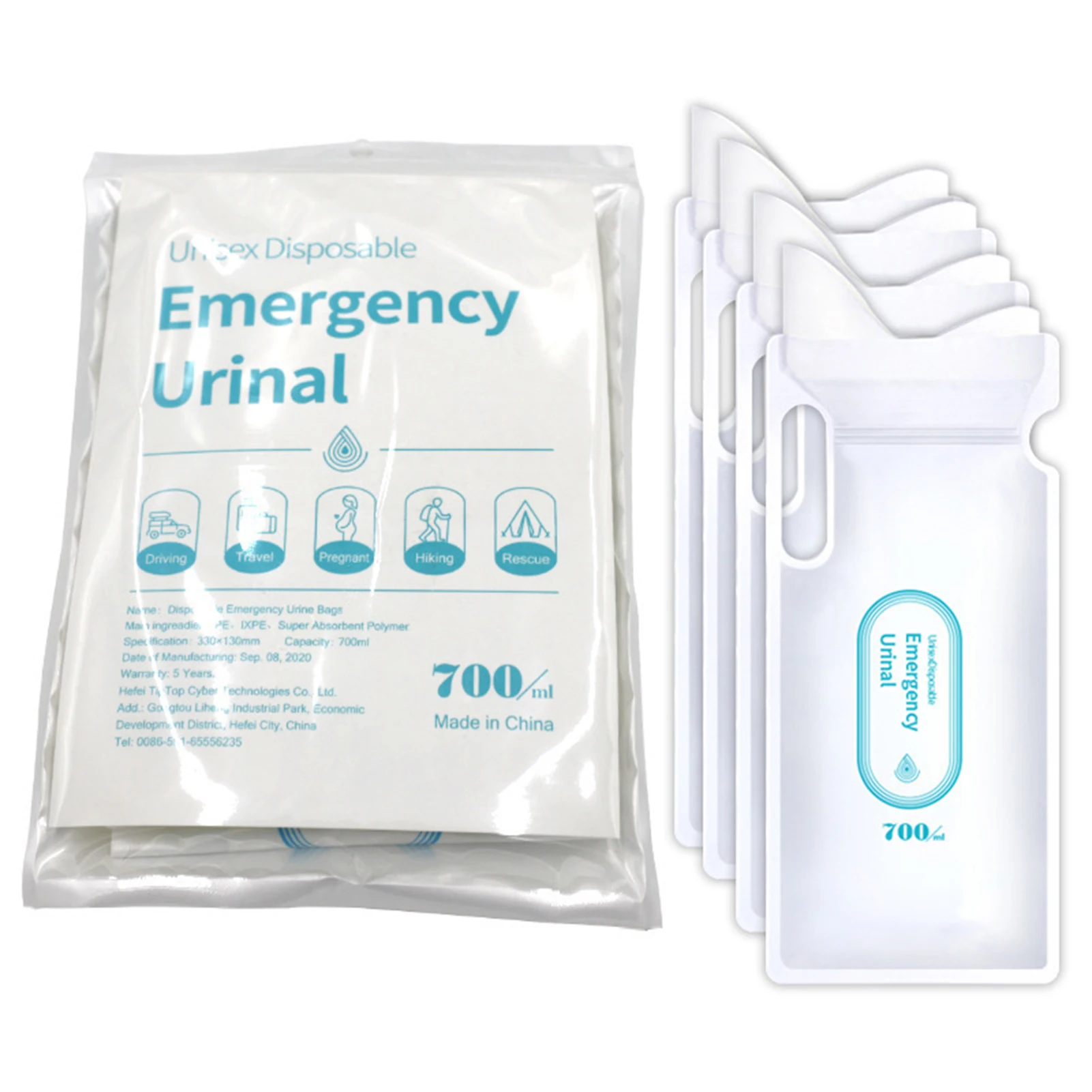 4Pcs Car Portable Emergency Urine Bag Outdoor 700ml Urine Collection Leak-proof Mini WC Convenient Mobile Toilet For Travel