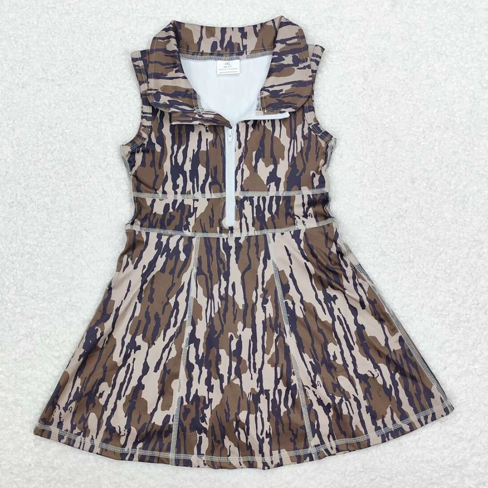 Baby Girl Clothes Camo Athletic Active Wear Knee Length Dresses Boutique Fashion Kids Clothing Girls Skirt with Shorts Wholesale