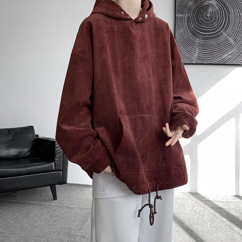 

Retro American Sle Men's Hoodie Spring Autumn Loose Fit Velvet Casual Haome Overhead Hooded Sweatirt