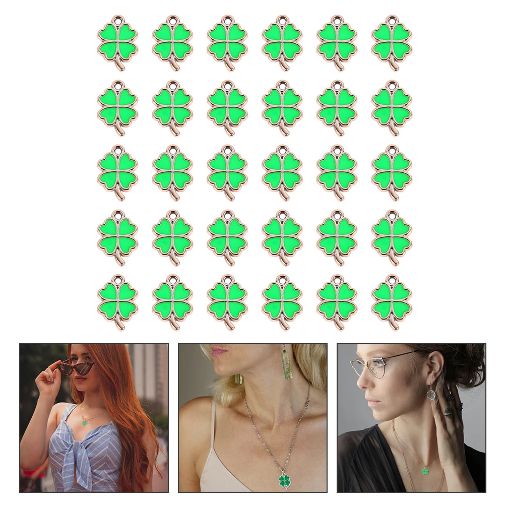 

30Pcs Four Leaf Charms Pendant DIY Craft Jewelry Making Supplies for Bracelet Necklace Earrings Creative Accessories