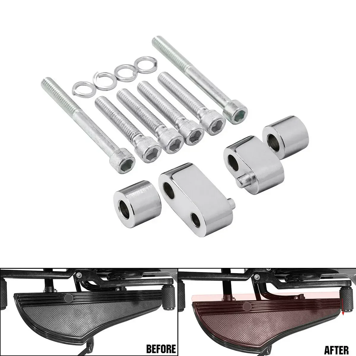 

For Harley Road King Street Glide 2009-2021 Moto Acsessories 1-1/4''Driver Floorboard Spacer Extension Kit