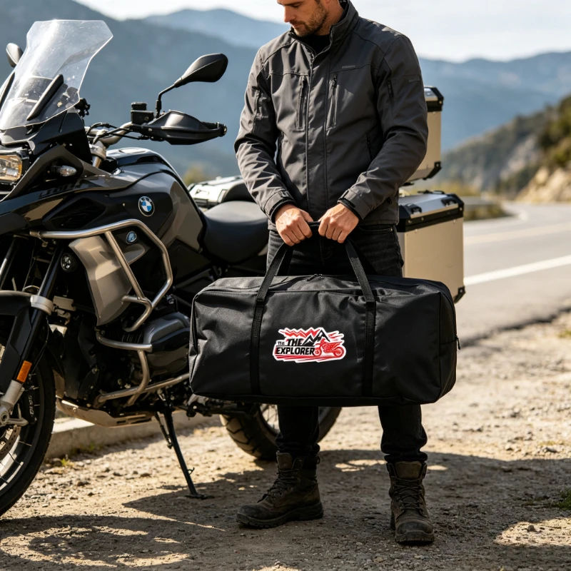 600D Oxford Large Capacity Motorcycle Saddle Bag, Multifunctional Luggage for Travel Camping