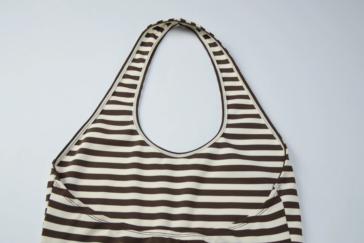 Hugcitar Neckholder-Kleid mit Streifenmuster, rückenfrei, sexy, figurbetont, Mini-Kleid, Damenmode, Strandkleid, Urlaub, Party, Sommerkleid, Großhandel – Detail 6