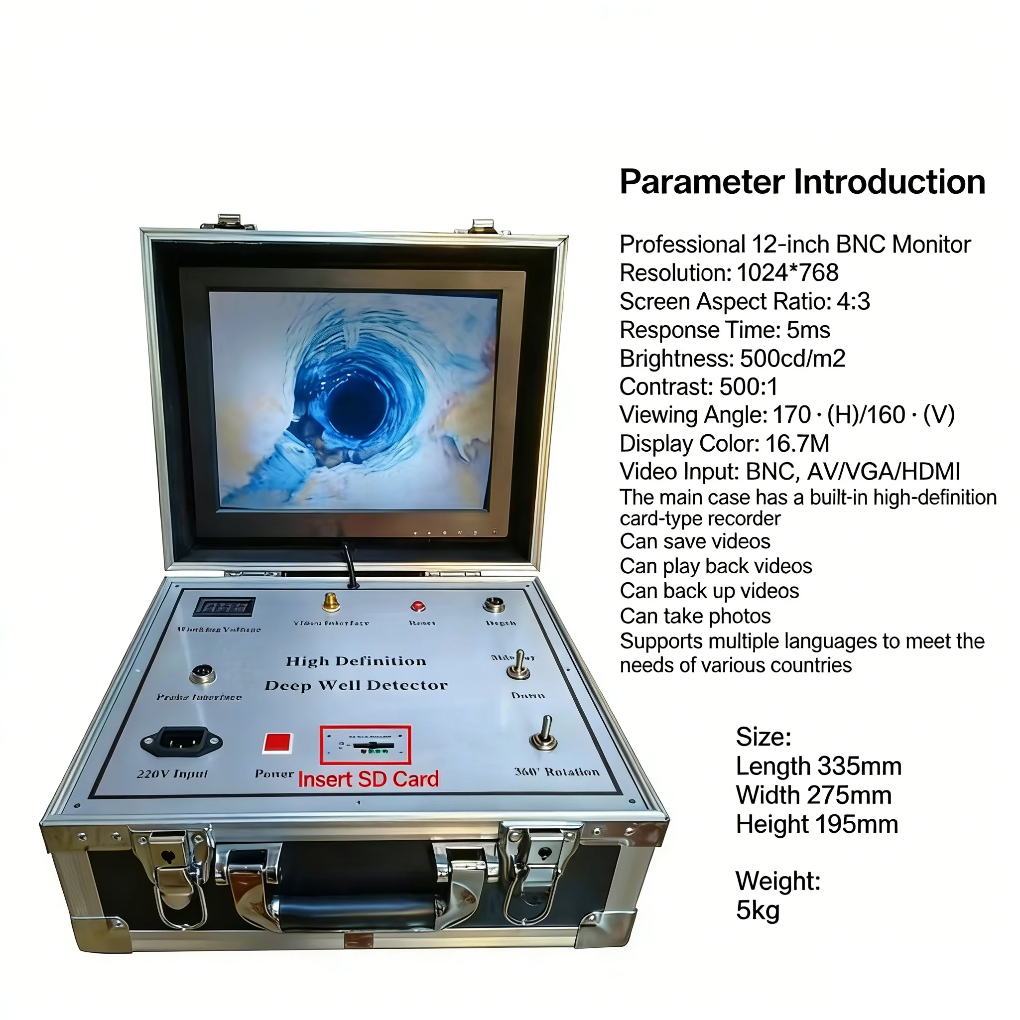 Zhongyi Drilling Logging Camera Equipment 360 Degree Rotating Hard Disk Recorder Mining Safety Underground Dome Camera 1 Year