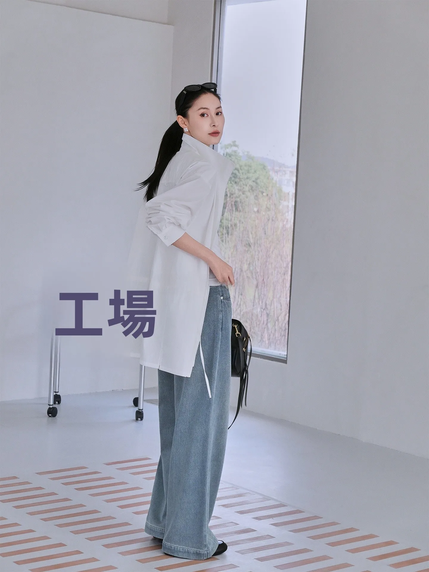 JIEJI Zhang Spring Casual Loose Women's irt Dstring Stand Collar Zipper Closure Versatile Outerwear Cotton Blend Long Sl...