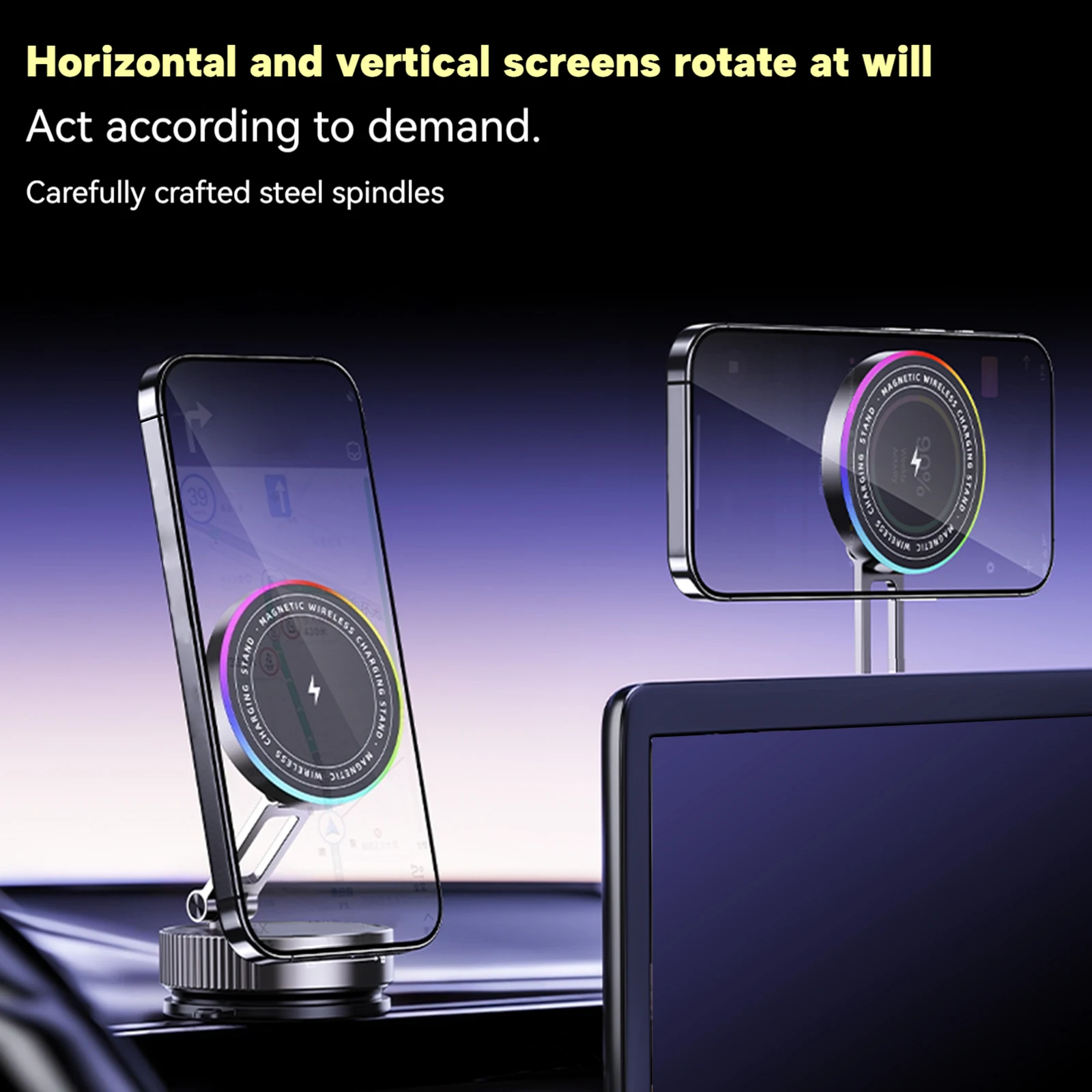 

15W Vacuum Suction Cup Phone Stand for MagSafe Car Mount Charger 360 Degree Rotation for iPhone 17-12 and All Smartphones