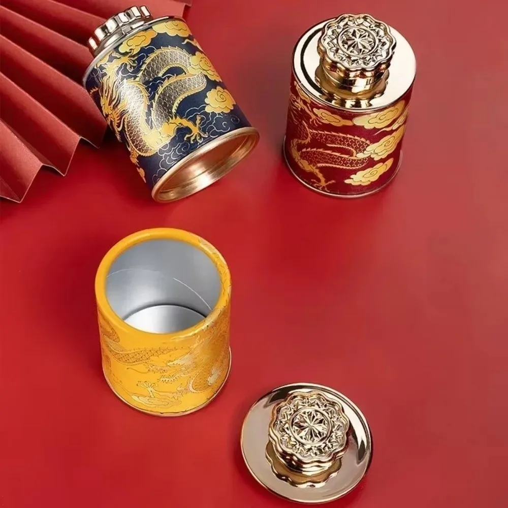 Portable Sealed Tea Canister Travel Mini Empty Can Dragon Print Chinese Style Home Packaging Box Tea Storage Canisters