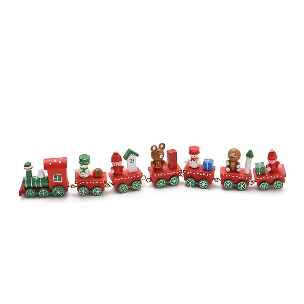 Four Carriages Creative Christmas Decoration Gift Cake Xmas Window Ornaments Christmas Ornament Home Decor Wooden Train