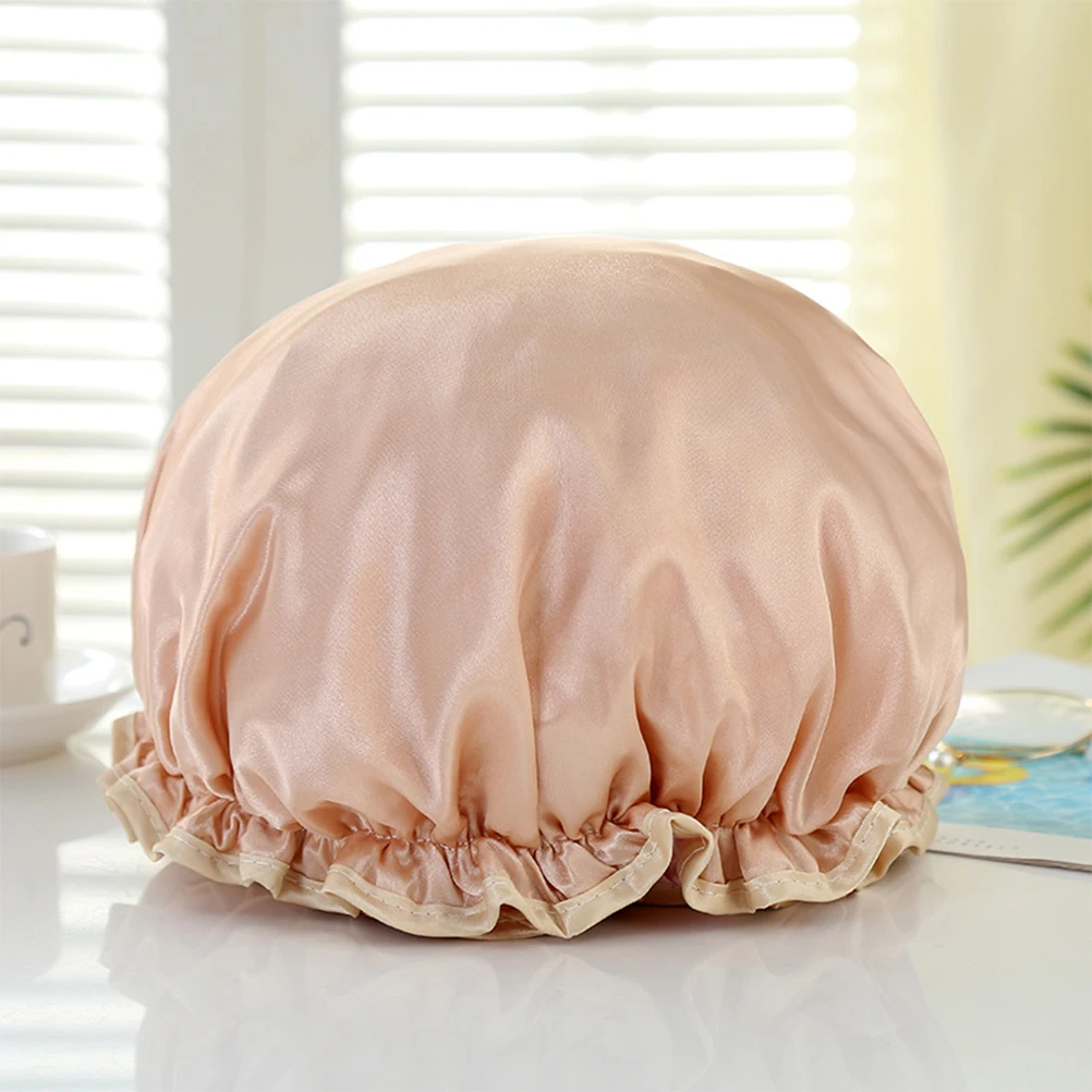 

3Pcs Satin Waterproof Shower Caps Elastic Band Reusable Bathing Hats for Women Hair Care Travel Spa Shower Caps