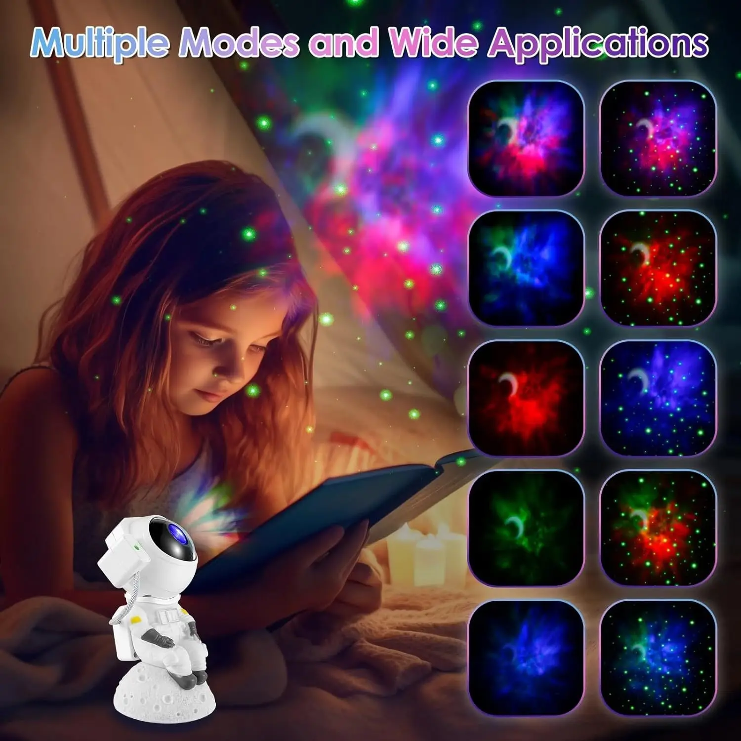 Smart Astronaut Star Projector Galaxy Nebula Light Bluetooth Speaker Remote Voice Control LED Night Lamp Kids Bedroom Decor Gift