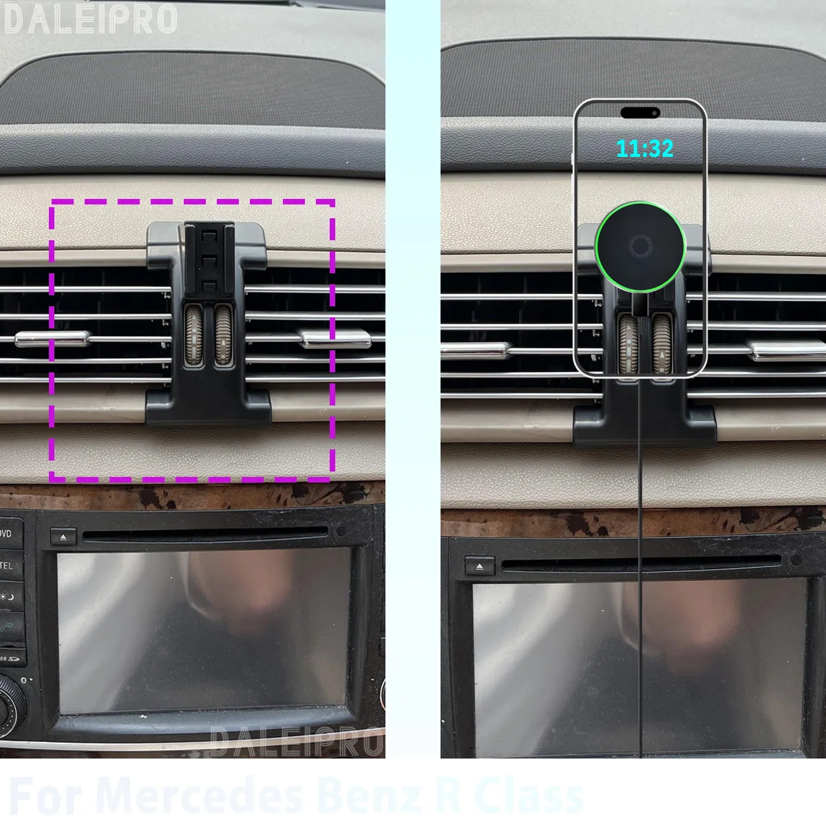 For Mercedes Benz R Class W251 2006-2017 Phone Holder Car Magnetic Mount Smart Sensing Wireless Charging One-Touch Release Qi