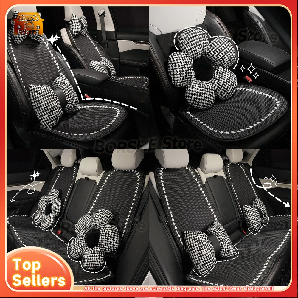 

Universal Seat CoversCar Seat Cushion Four Seasons Universal Comfortable Non Slip Half Cover Car Seat Pad Premium Houndstooth