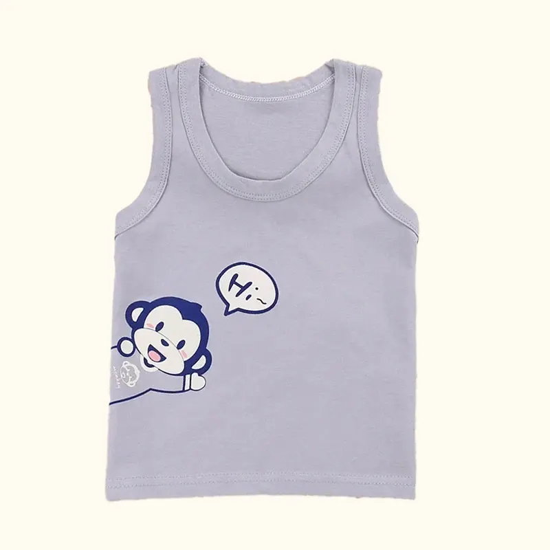 Summer Kids Tops Clothes Tank Sleeveless Breathable Cotton Children T-shirt Vest Top Clothing Outfit Cartoon Boys Girls 0-7Years