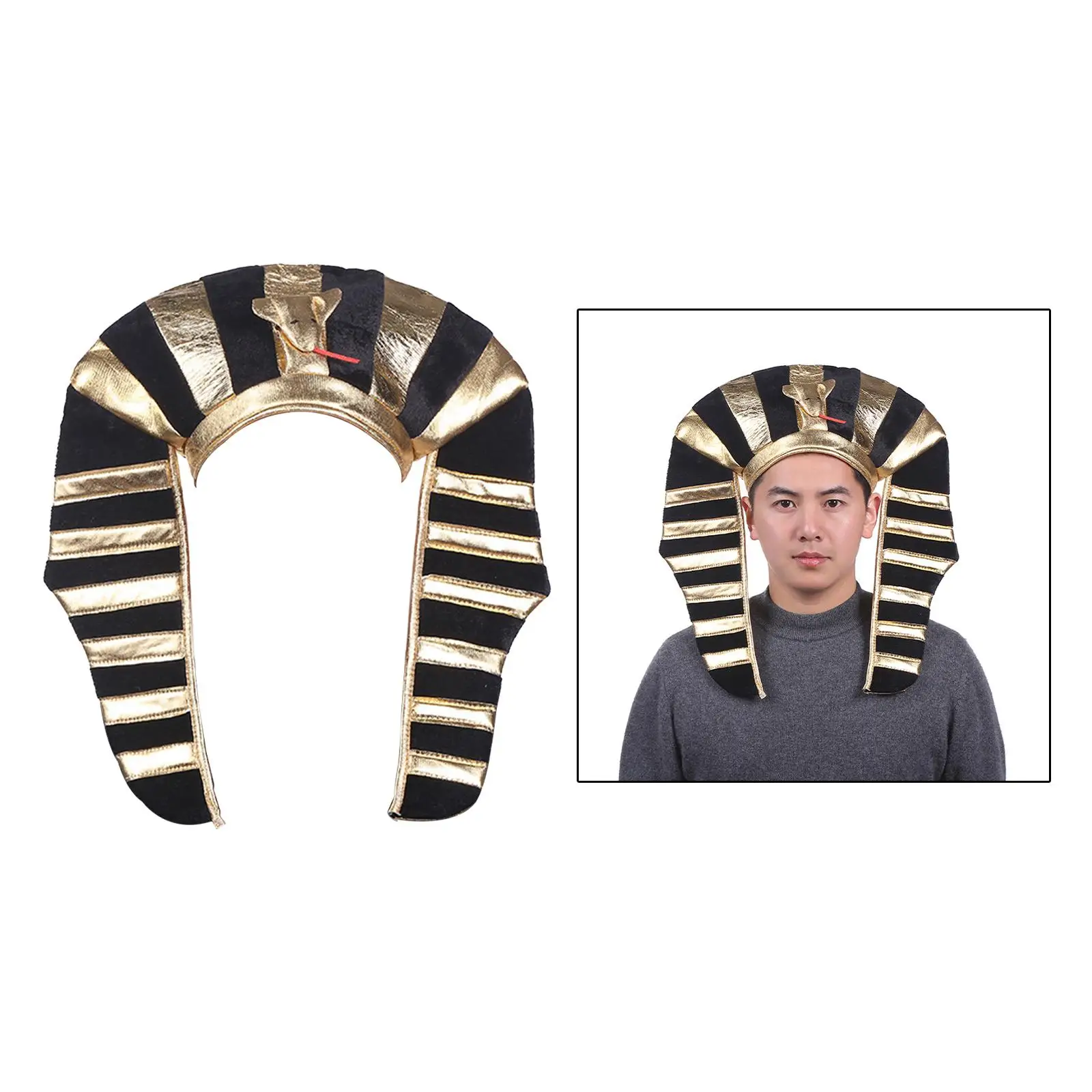 Halloween Costume Unisex Props Pharaoh King Tut Costume Pharaoh Headdress Egyptian Pharaoh Hat for Club Birthday Carnival Rave