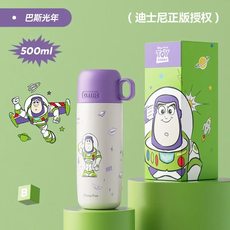 Disney cartoon cute MickeyBuzz Lightyear environmentally friendly large-capacity anti-scalding push-type ultra-light thermos cup