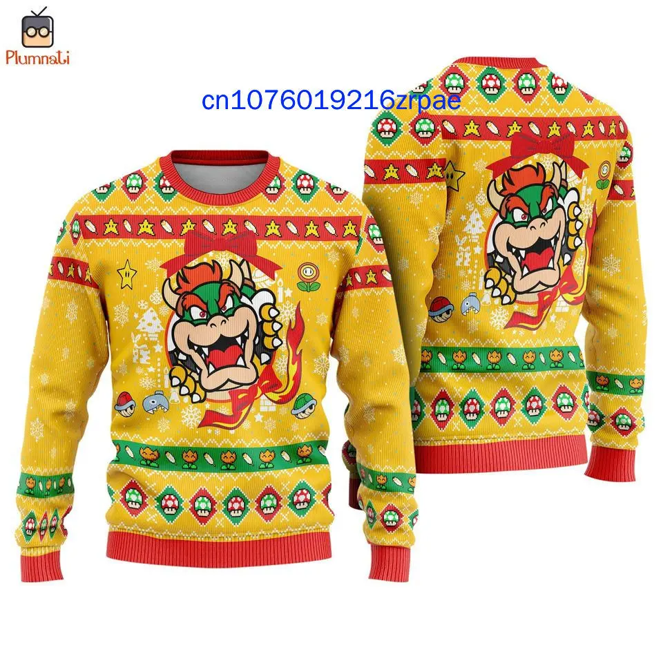 Super Mario Bowser Weihnachten Hässlicher Pullover Herren Damen 3D-Druck Hässliches lässiges Sweatshirt Weihnachtssweatshirt