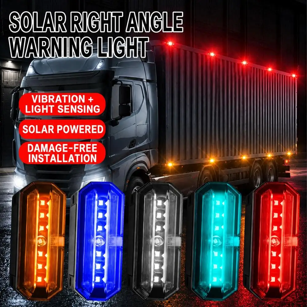 Solar LED Warning Light Flashing Beacon Strobe Light Vibration Light Sensor Waterproof Side Marker For Truck Lorry