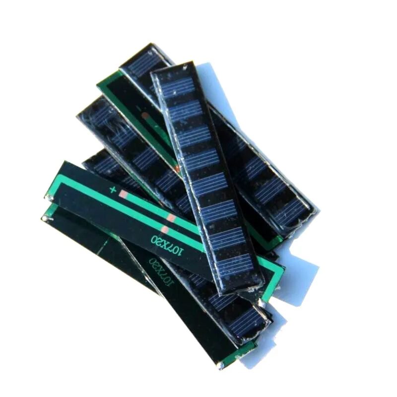 0.3 ワット 4 V ミニソーラーパネル多結晶シリコンポータブル太陽電池 DIY ソーラー充電器 2.4 V バッテリー 107*20*3 ミリメートル 10 個