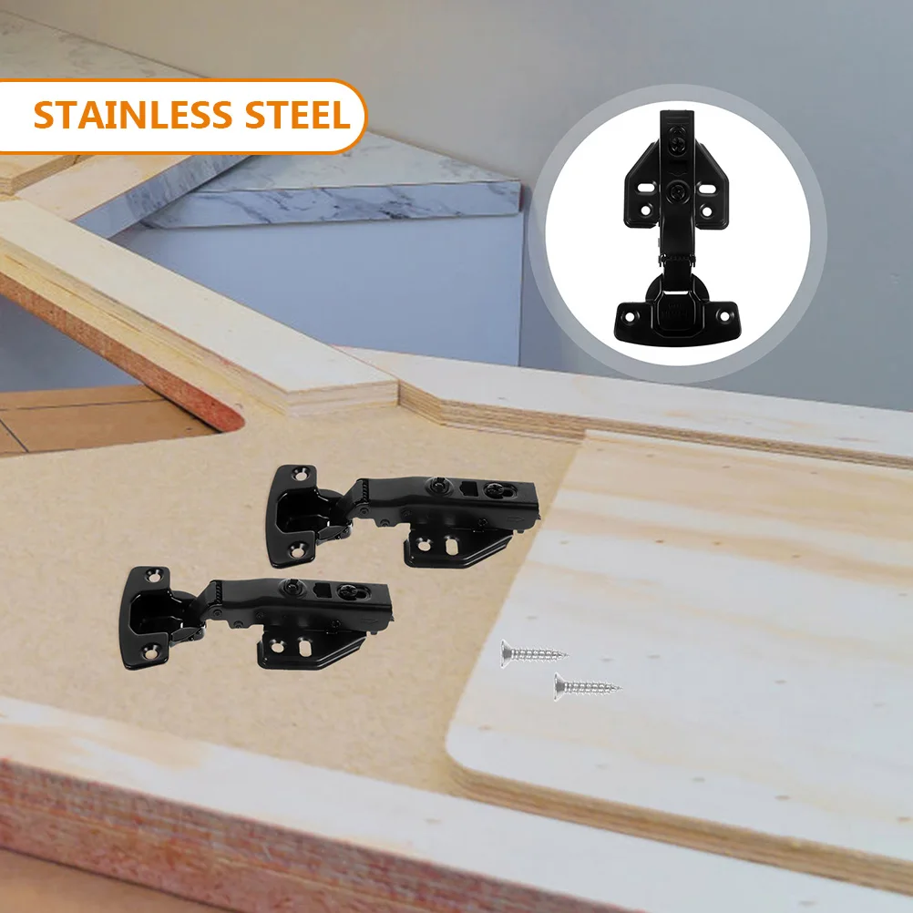 

3pcs Full Overlay Cabinet Concealed Heavy Duty Metal For Kitchen Cabinet Doors Self Closing Damping Hinges Black Home Office