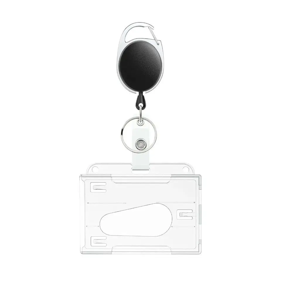 Portatarjetas transparente con carrete de insignia, funda protectora para tarjeta de identificación, funda para tarjeta de trabajo de pase de empleado, soporte para tarjeta de autobús