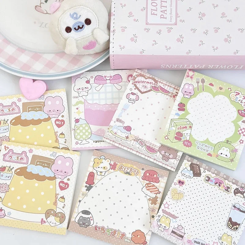 1 Pc Cute Cartoon Rabbit Pattern Memo Book Tearable Kawai Sticky Leave Message Note Pad Take Notes Student Stationery Materials