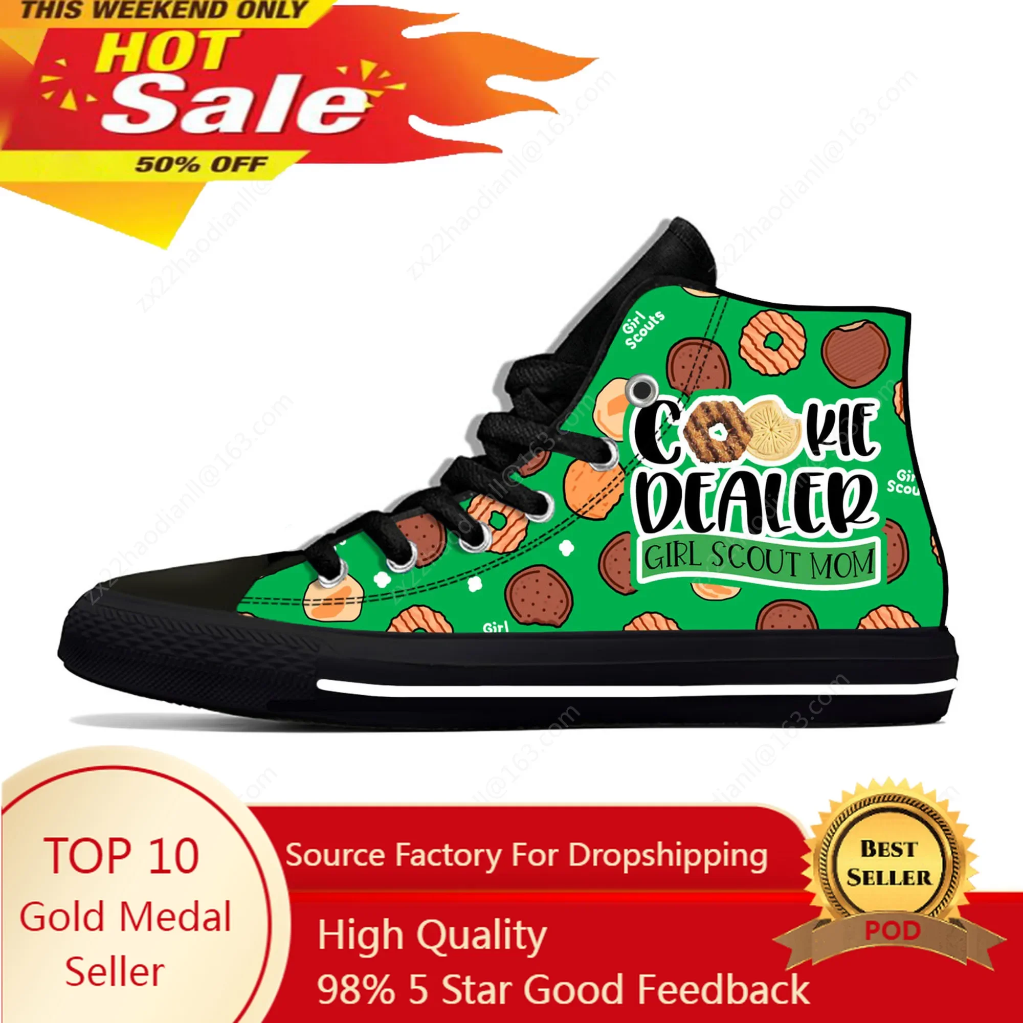 

Cookie Dealer Girl High Top Sneakers Mens Womens Teenager Casual Shoes Canvas Running Shoes 3D Print Breathable Lightweight shoe