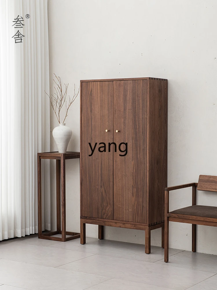 LHM black walnut solid wood locker modern tea tea set storage cabinet