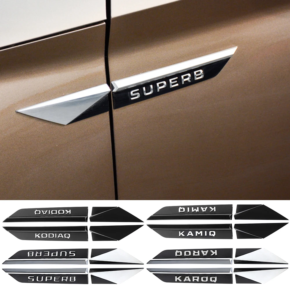 

3D ABS Car Fender Side Wing Emblem Stickers Decoration For SKODA Kodiaq Karop Kamiq Superb Badge Auto Modification Accessories