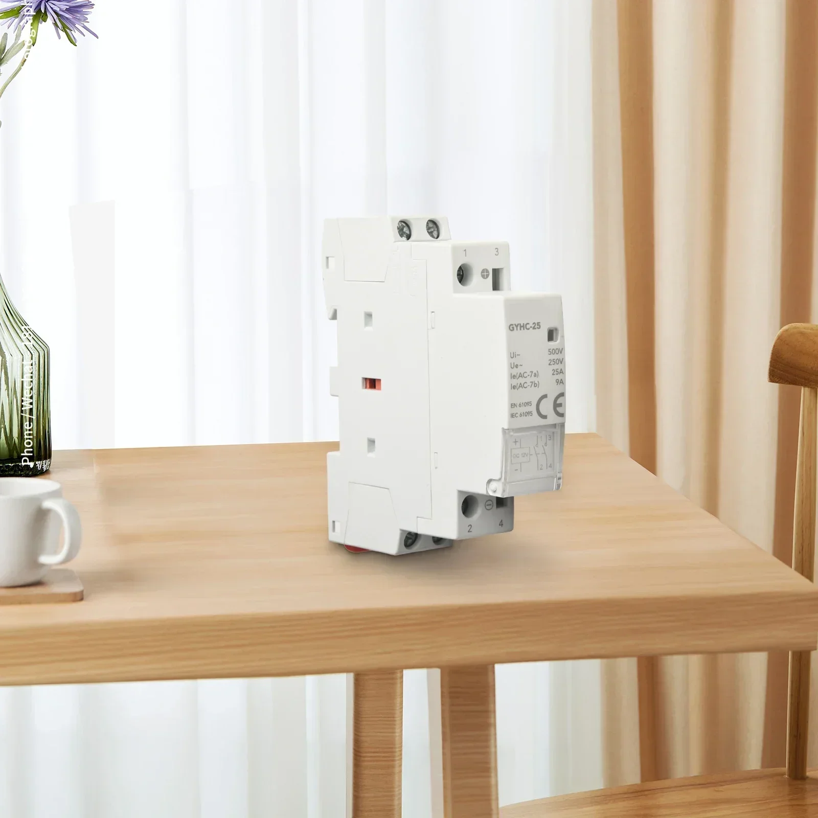 Auto Modular Contactor Household Circuit Control Din Rail Mount 2P 25A 2NO DC12V Household DC Contactor Flame Retardant Plastic