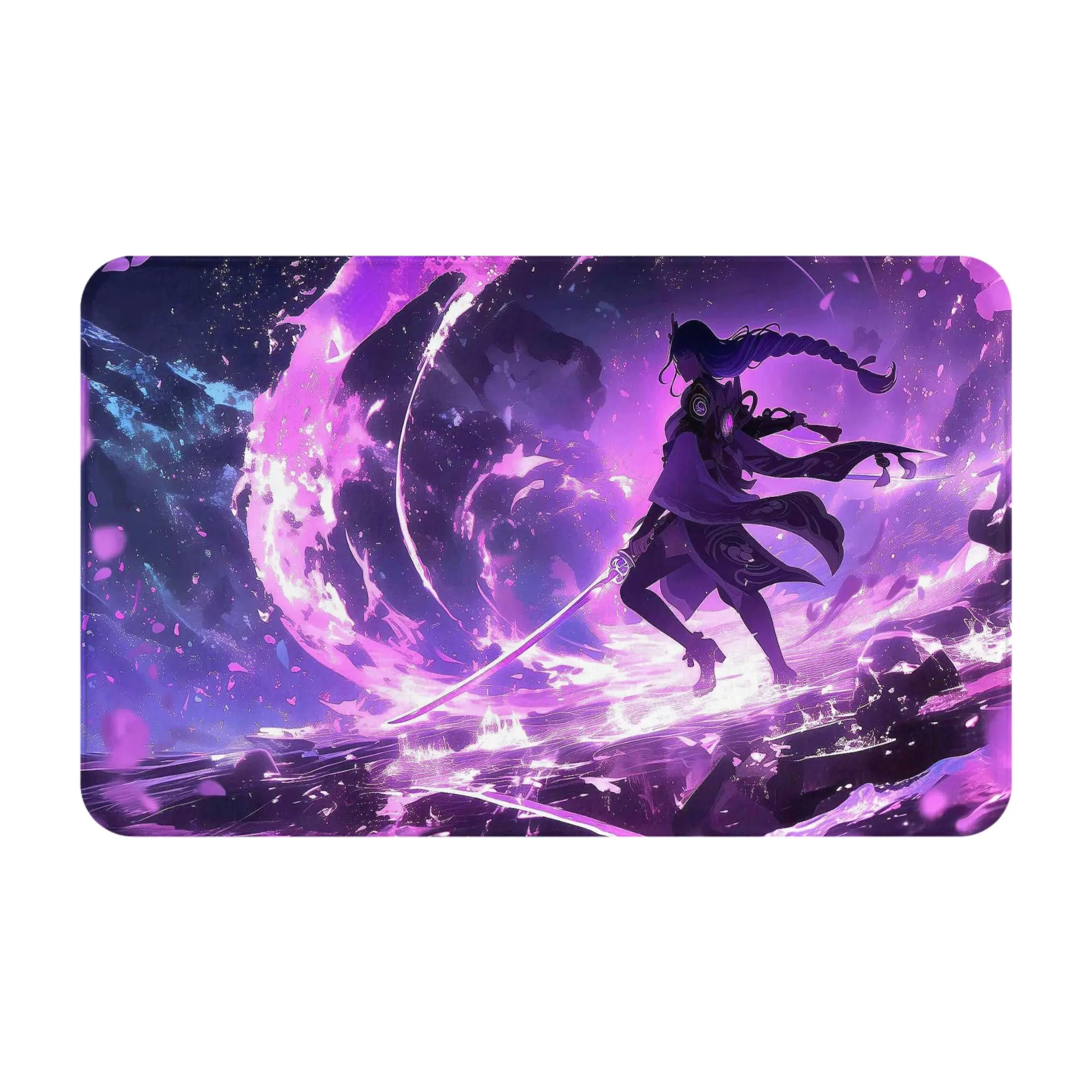 Purple Light Anti-Slip Doormat Kitchen Mat Raiden Shogun Welcome PatternHomeDecor