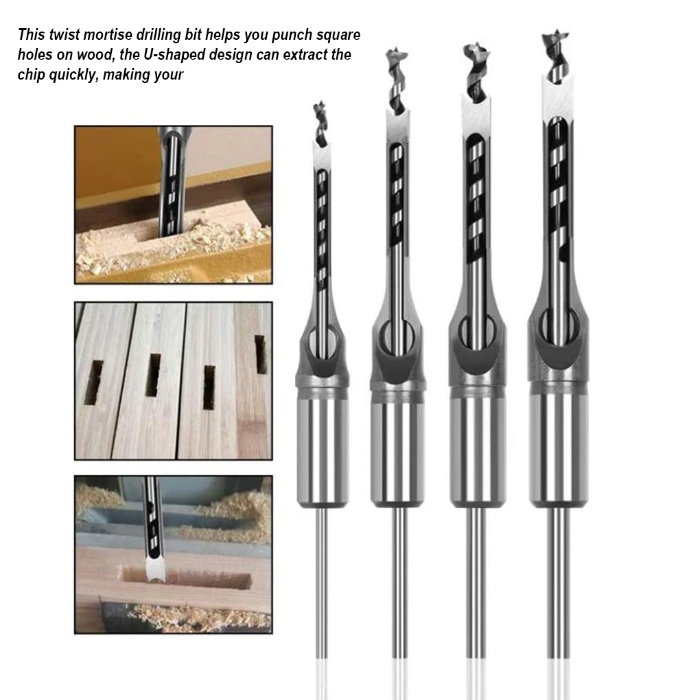 British System Woodworking Square Hole Drill DIY Woodworking Square Hole Tenon Machine Drill Bit Electric Tool Accessories