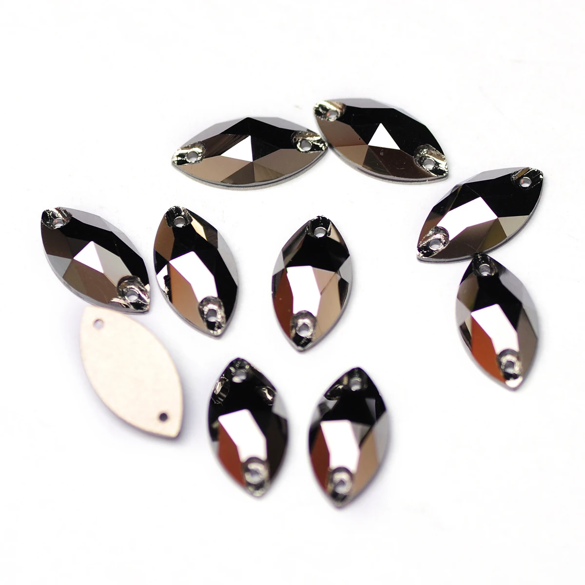 YANRUO 3223 Navette Jet Hematite Flatback Rhinestones Crystal Stone Sewing Rhinestone Sew on Stones Crystal Glass Beads