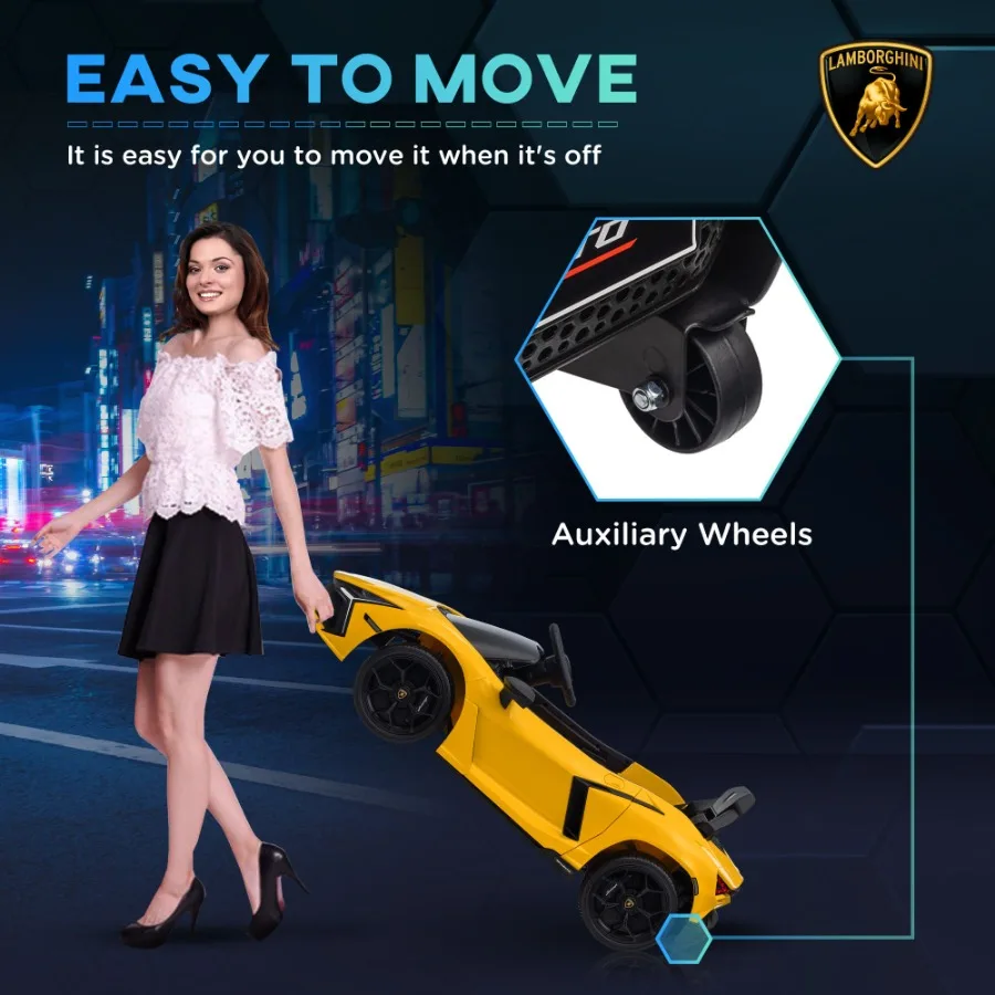 Qaba Lamborghini Revuelto مرخص 12 فولت سيارة كهربائية تعمل بالبطارية ركوب على السيارة مع أبواب هيدروليكية التحكم عن بعد النقل ث