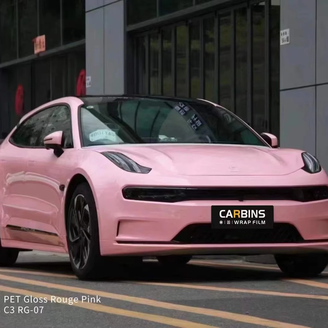 

Guangzhou Carbins Wholesale Price Pvc1.52*18m Car Vinyl Wrap Car Wrapping Vinyl High Quality PET Gloss Rouge Pink